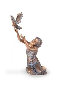 Scultura funeraria Donna in lutto con colomba – edizione limitata, 3D, a terreno, con perni di sotto