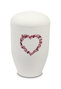 Urna cineraria in metallo – Cuore di petali di rosa