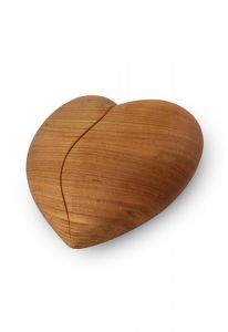 Mini urna duo a forma di cuore in legno di ciliegio oliato con finitura satinata