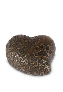 Mini urna cineraria 'La tua impronta nel mio cuore' in bronzo