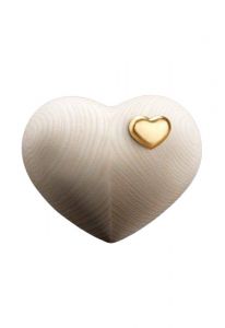 Mini urna cineraria 'Cuore oro' in legno di naturale frassino