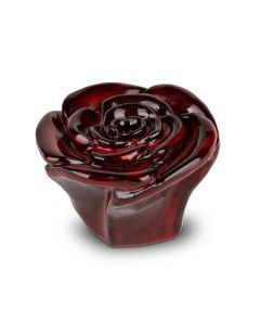 Mini urna per ceneri in ceramica „Rosa eterna“, rosso scuro