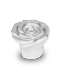 Mini urna per ceneri in ceramica „Rosa eterna“, lucido bianco