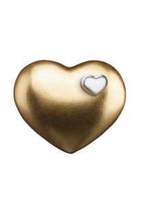 Mini urna 'Cuore d'oro' con cuoricino argento in legno