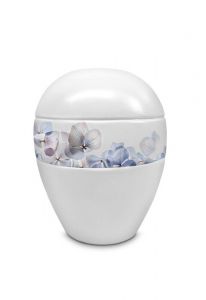Mini urna cineraria in porcellana 'Fiori blu'