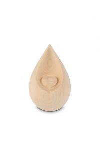 Mini urna cineraria lacrima e cuore in legno di naturale cirmolo