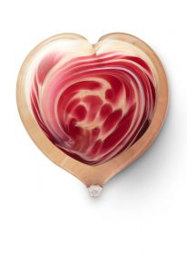 Mini urna cineraria a forma di cuore in cristallo rose-beige mixed