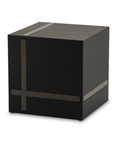 Urna cineraria 'Bristol' in legno laminato marrone e fascia grigia lucida