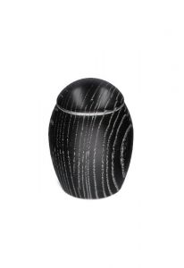 Mini urna cineraria in legno di rovere nero con patina argento