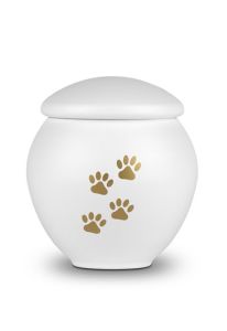 Urna bianca a forma di cuore con zampe color oro