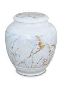 Urna cineraria in porcellana 'Classica' | Marmo di Carrara con venature dorate