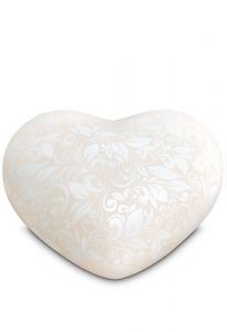 Urna cineraria a forma di cuore inclinato con motivo floreale - Collezione Love