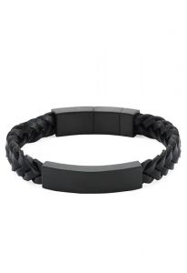 Bracciale cinerario in pelle intrecciata nero