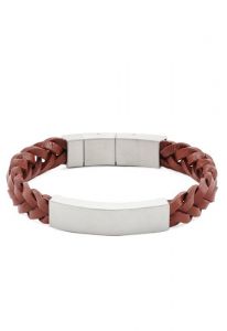 Bracciale cinerario in pelle intrecciata marrone