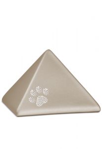 Urna cineraria piramidale per animali con stampe della zampa in diversi colori e dimensioni