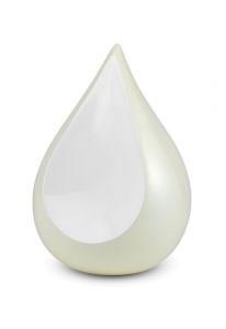 Urna cineraria in ottone 'Lacrima' avorio e bianco