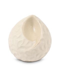 Mini urna cineraria artigianale a forma di goccia in ceramica bianco ‘Ohm’