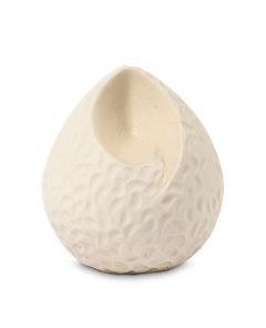 Mini urna cineraria artigianale a goccia in ceramica 'Ohm' – bianco