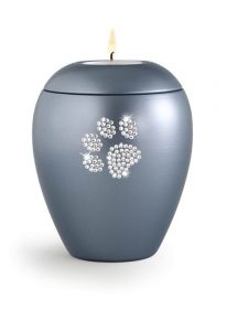 Urna cineraria per animali domestici con stampa della zampa Swarovski e portacandele in diversi colori e dimensioni