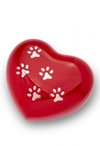 Urna cineraria per animali domestici a forma di cuore con impronta della zampa