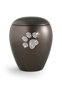 Urna cineraria per animali domestici con stampa della zampa Swarovski in diversi colori e dimensioni