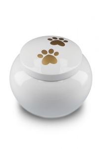 Urna per animali bianca con 2 impronte dorate, diverse dimensioni