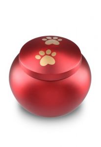 Urna per animali rossa opaca con 2 impronte dorate, diverse dimensioni