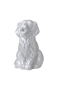 Urna cineraria per cane bianco lucido