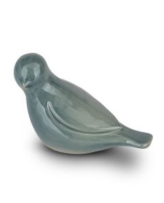 Mini urna per ceneri in ceramica „Whistling Bird“, turchese