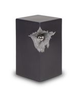 Urna in ceramica con cuoricino color argento, nero grigio opaco