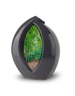 Urna cineraria in ceramica ‘Forever Framed’ grigio scuro, personalizzabile con immagine