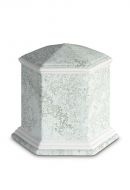 Urna cineraria in porcellana 'Esagono' | Rilievo acqua marina