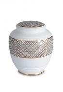 Mini urna cineraria in porcellana 'Classica' | Quadrifoglio con doppi bordi dorati