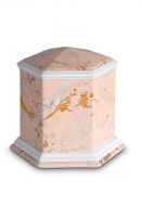 Mini urna cineraria in porcellana 'Esagono' | Motivo marmo rosa