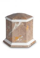 Mini urna cineraria in porcellana 'Esagono' | Motivo marmo marrone