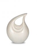 Picolla urna cineraria in alluminio 'Lacrima' beige lucido