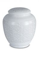 Urna cineraria in porcellana 'Classica' | Foglie platino opaco