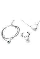 Set di gioielli cinerari in acciaio inox con cuore - bracciale, anello e collana