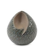 Mini urna cineraria artigianale a goccia in ceramica 'Ohm' – verde