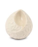 Mini urna cineraria artigianale a forma di goccia in ceramica bianco ‘Ohm’