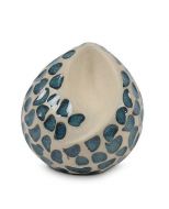 Mini urna cineraria artigianale a forma di goccia in ceramica verde-blu ‘Ohm’