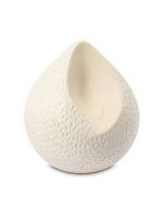 Urna cineraria artigianale a goccia in ceramica 'Ohm' – bianco