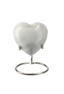 Mini urna cineraria cuore 'Elegance' effetto pietra naturale bianco-grigio (supporto compreso)